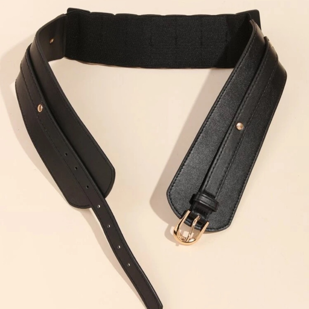 New! Black Corset Belt Vegan Leather Wide (7463) NWOT - Picture 3 of 5